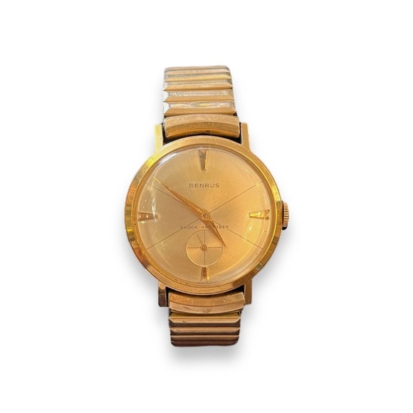 Vintage 1960s Benrus Mens Swiss Made 17Jwl Gold Watch (Stretch) - Picture 1 of 7